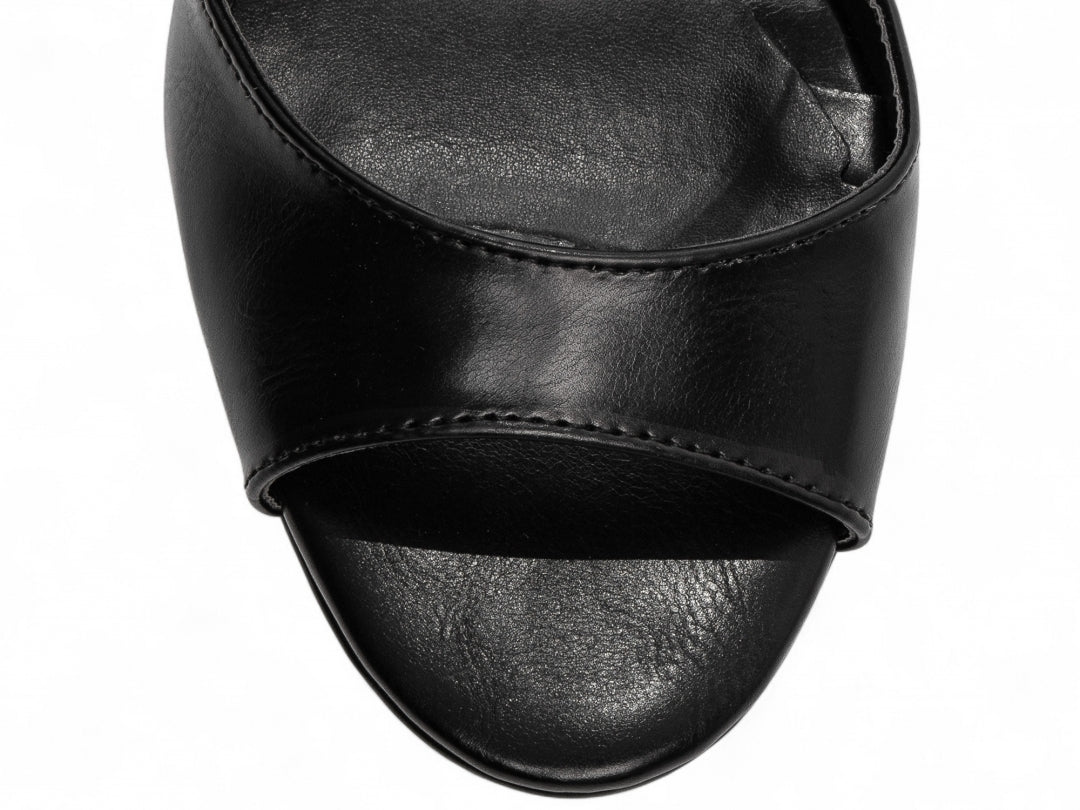 Sandália Feminina Salto Bloco 11cm Napa Preta