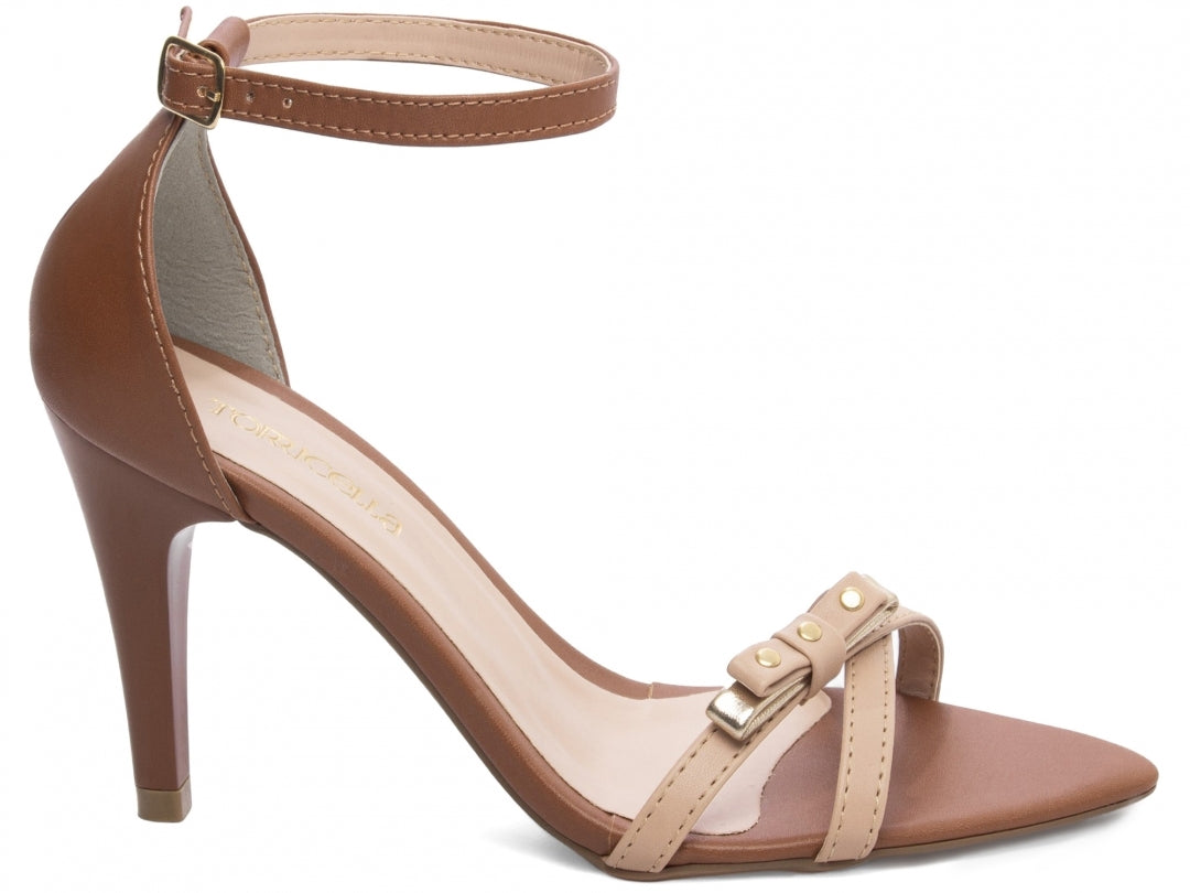 Sandália Feminina Salto Fino em Tiras Caramelo