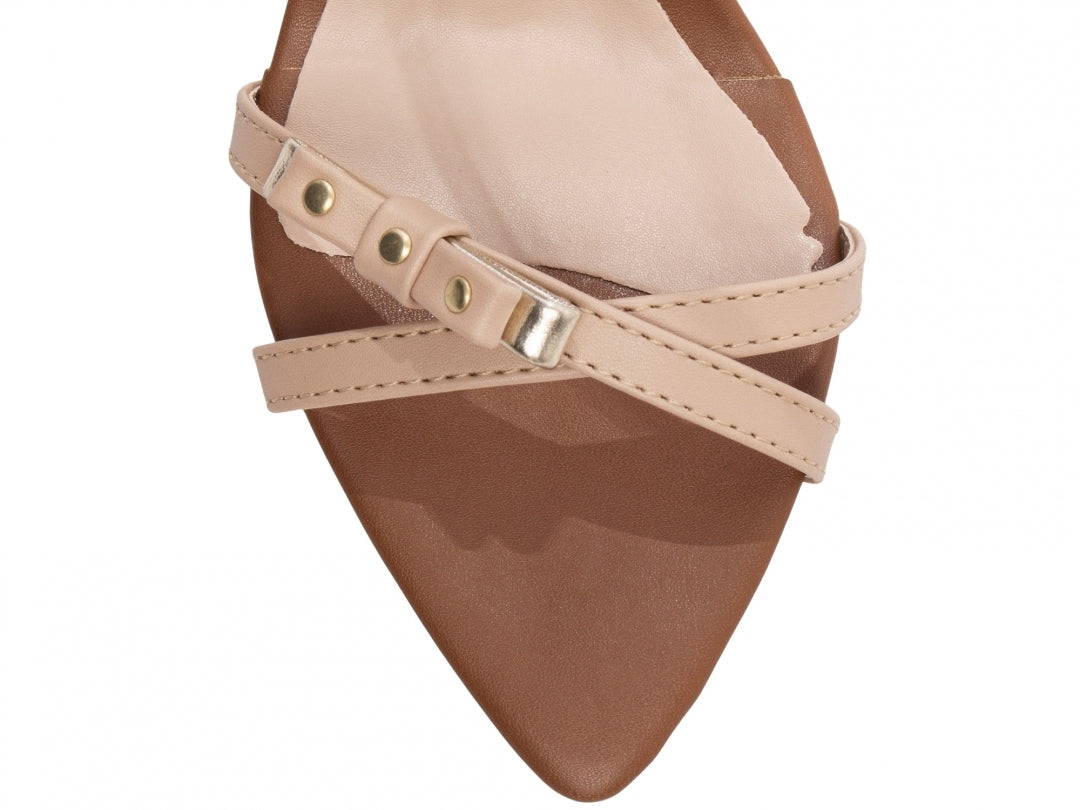 Sandália Feminina Salto Fino em Tiras Caramelo