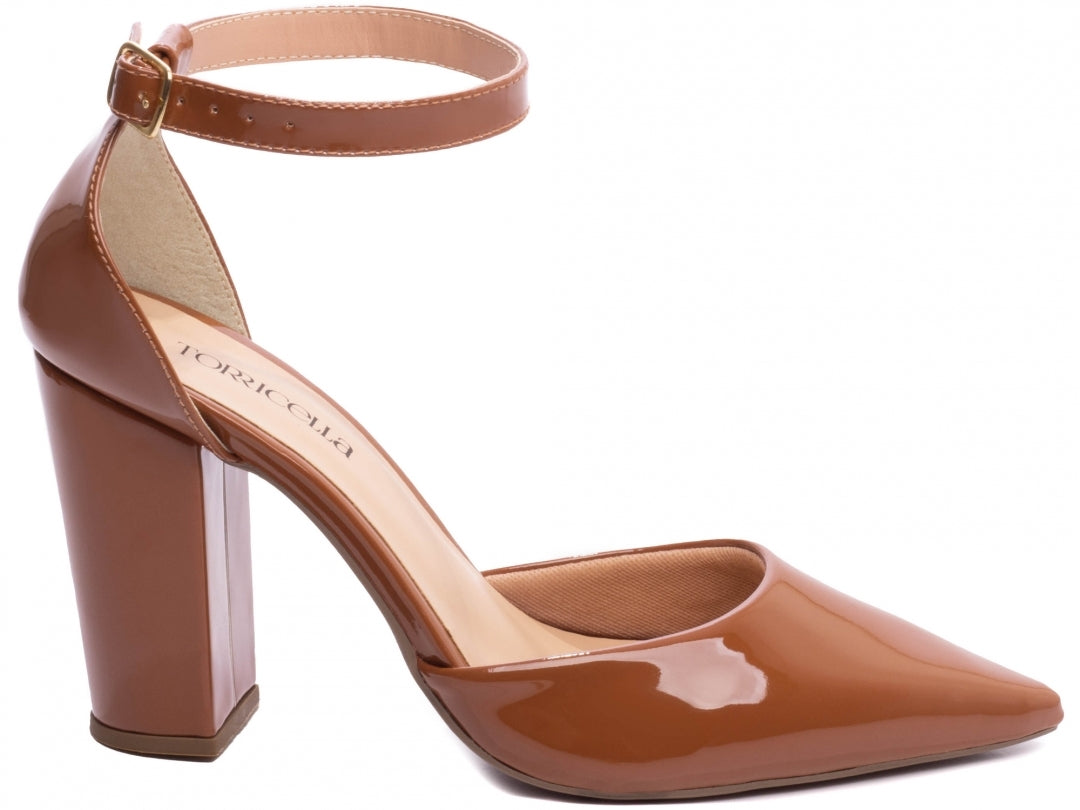 Sapato Scarpin Salto Alto Verniz Caramelo