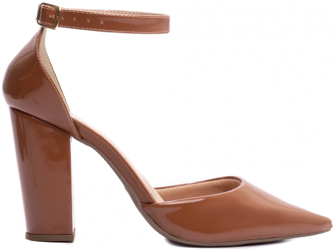 Sapato Scarpin Salto Alto Verniz Caramelo