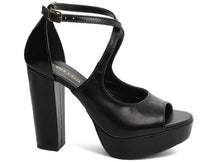 Sandália Feminina Salto Napa Caramelo com fivela dourada