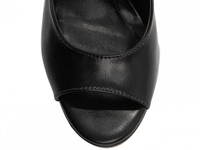 Sandália Feminina Salto Napa Preta com fivela dourada