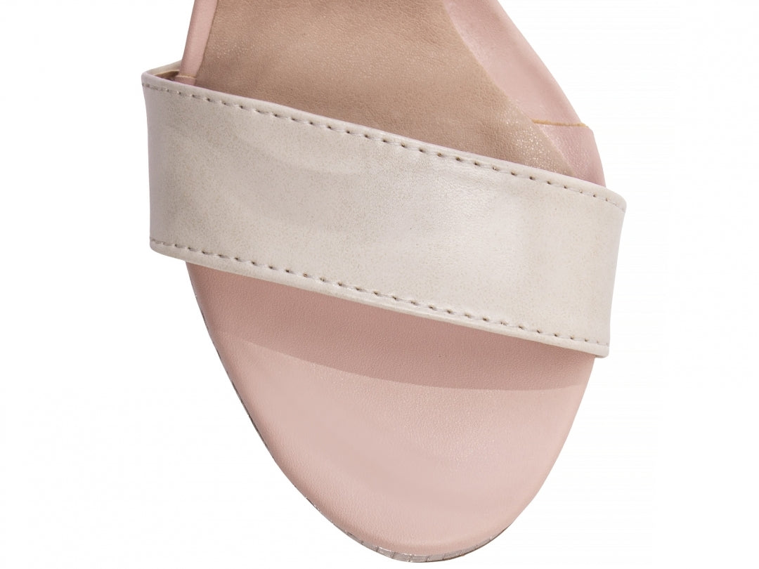 Sandália Feminina Croco Metalizado Rosa com Salto Bloco 11cm