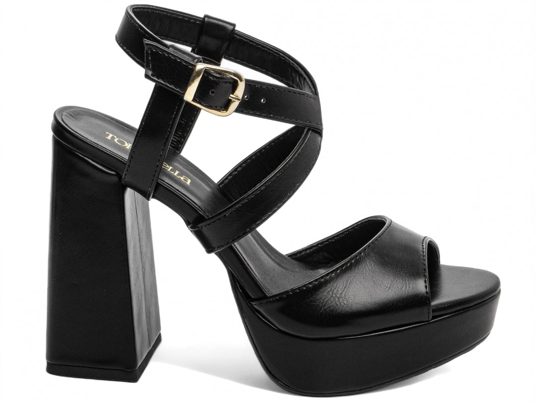 Sandália Feminina Salto Bloco 11cm Bege Premium