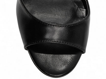 Sandália Feminina Salto Bloco 11cm Napa Preta