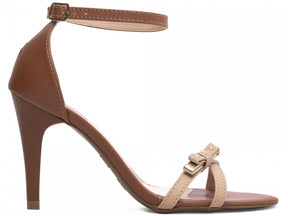 Sandália Feminina Salto Fino em Tiras Caramelo