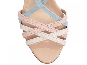 Sandália Anabela Feminina Cortiça 7cm Multicolor Pastel