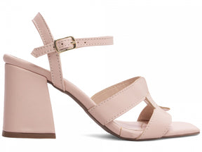 Sandália Feminina Salto Grosso com Fivela Dourada