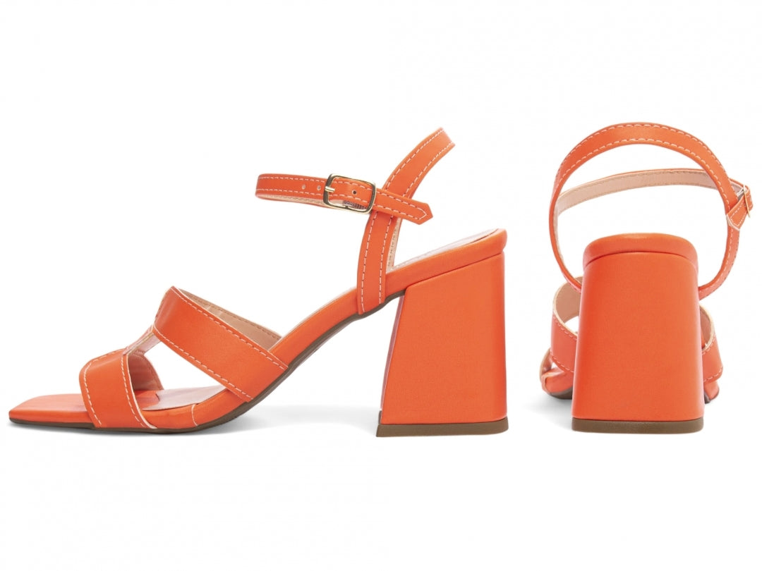 Sandália Feminina Salto Grosso com Fivela Dourada