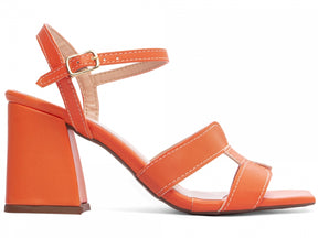 Sandália Feminina Salto Grosso com Fivela Dourada