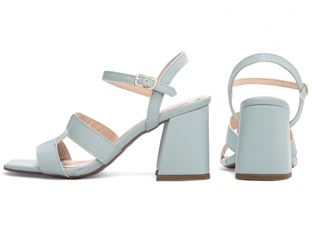 Sandália Feminina Salto Grosso com Fivela Dourada