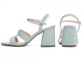 Sandália Feminina Salto Grosso com Fivela Dourada