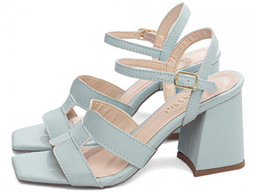 Sandália Feminina Salto Grosso com Fivela Dourada