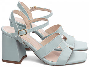 Sandália Feminina Salto Grosso com Fivela Dourada