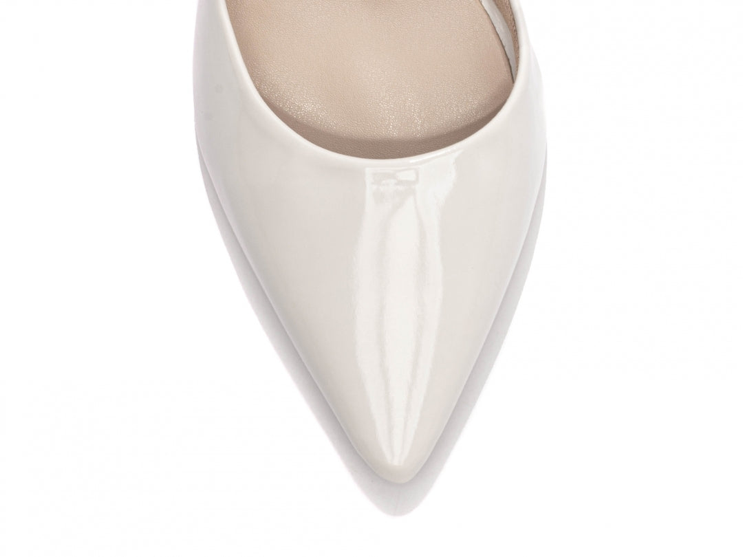 Sapato Scarpin Salto Alto Verniz Off White