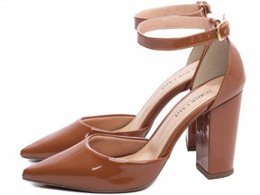 Sapato Scarpin Salto Alto Verniz Caramelo