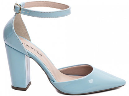 Sapato Scarpin Salto Alto Verniz Azul Celeste