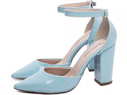 Sapato Scarpin Salto Alto Verniz Azul Celeste