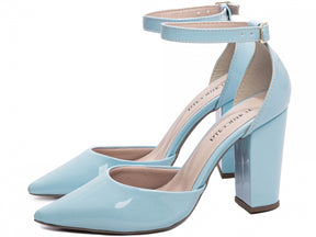 Sapato Scarpin Salto Alto Verniz Azul Celeste