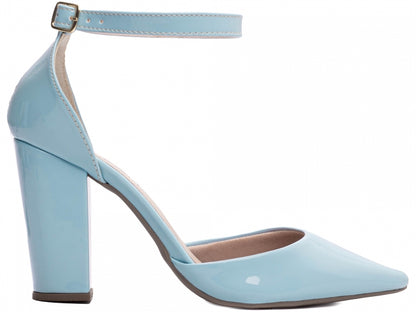 Sapato Scarpin Salto Alto Verniz Azul Celeste