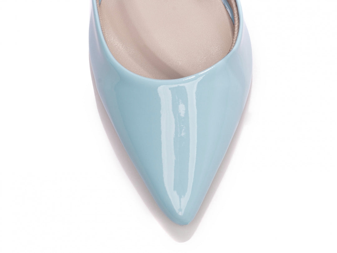 Sapato Scarpin Salto Alto Verniz Azul Celeste