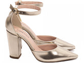 Sapato Scarpin Salto Alto Verniz Dourado