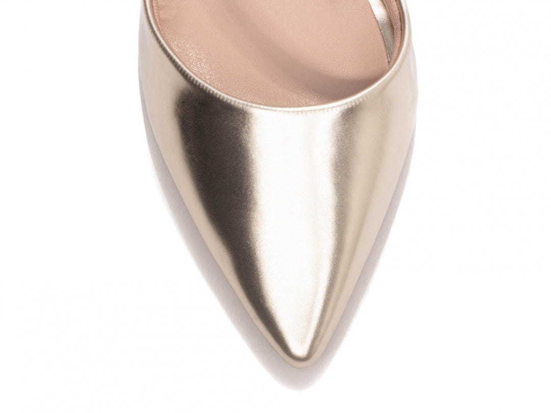 Sapato Scarpin Salto Alto Verniz Dourado