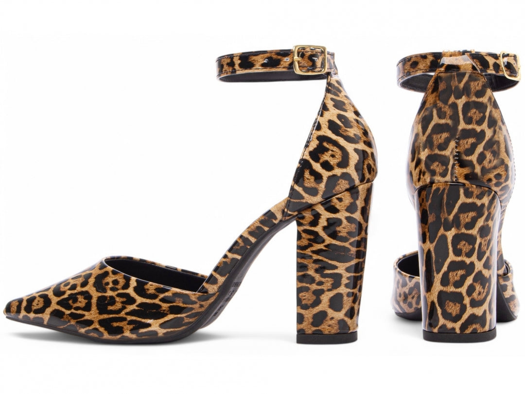 Sapato Scarpin Salto Alto Verniz Onça