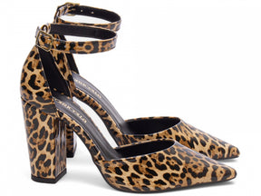 Sapato Scarpin Salto Alto Verniz Onça